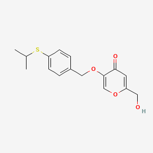 molecular formula C16H18O4S B6623112 2-(Hydroxymethyl)-5-[(4-propan-2-ylsulfanylphenyl)methoxy]pyran-4-one 