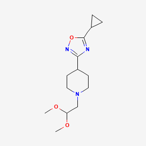 molecular formula C14H23N3O3 B6623118 5-Cyclopropyl-3-[1-(2,2-dimethoxyethyl)piperidin-4-yl]-1,2,4-oxadiazole 