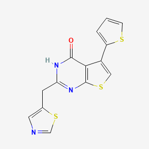 molecular formula C14H9N3OS3 B6623124 2-(1,3-thiazol-5-ylmethyl)-5-thiophen-2-yl-3H-thieno[2,3-d]pyrimidin-4-one 