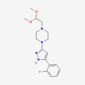 molecular formula C17H23FN4O2 B6623175 1-(2,2-dimethoxyethyl)-4-[5-(2-fluorophenyl)-1H-pyrazol-3-yl]piperazine 