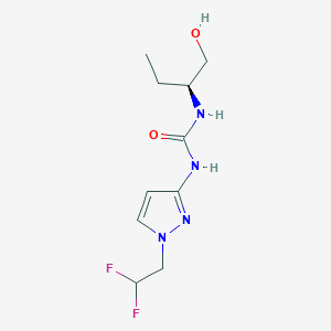 molecular formula C10H16F2N4O2 B6623193 1-[1-(2,2-difluoroethyl)pyrazol-3-yl]-3-[(2S)-1-hydroxybutan-2-yl]urea 