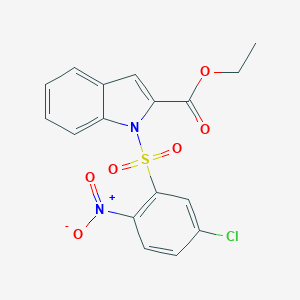 molecular formula C17H13ClN2O6S B066232 1H-Indole-2-carboxylic acid, 1-((5-chloro-2-nitrophenyl)sulfonyl)-, ethyl ester CAS No. 173908-27-5