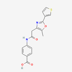 molecular formula C17H14N2O4S B6623210 4-[[2-(5-Methyl-2-thiophen-3-yl-1,3-oxazol-4-yl)acetyl]amino]benzoic acid 