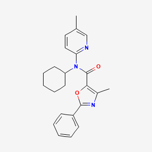 molecular formula C23H25N3O2 B6623216 N-cyclohexyl-4-methyl-N-(5-methylpyridin-2-yl)-2-phenyl-1,3-oxazole-5-carboxamide 