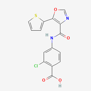 molecular formula C15H9ClN2O4S B6623230 2-Chloro-4-[(5-thiophen-2-yl-1,3-oxazole-4-carbonyl)amino]benzoic acid 