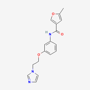 molecular formula C17H17N3O3 B6623243 N-[3-(2-imidazol-1-ylethoxy)phenyl]-5-methylfuran-3-carboxamide 
