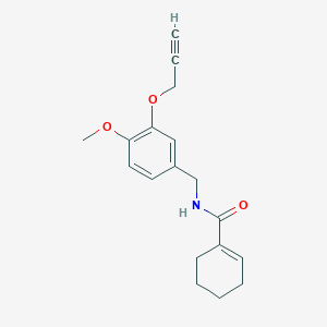 molecular formula C18H21NO3 B6623290 N-[(4-methoxy-3-prop-2-ynoxyphenyl)methyl]cyclohexene-1-carboxamide 