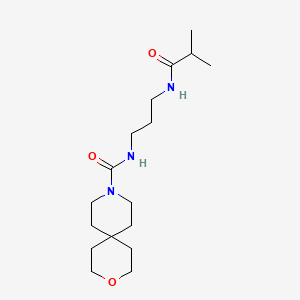 molecular formula C17H31N3O3 B6623313 N-[3-(2-methylpropanoylamino)propyl]-3-oxa-9-azaspiro[5.5]undecane-9-carboxamide 