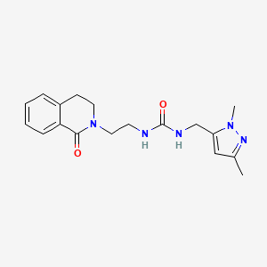 molecular formula C18H23N5O2 B6623329 1-[(2,5-Dimethylpyrazol-3-yl)methyl]-3-[2-(1-oxo-3,4-dihydroisoquinolin-2-yl)ethyl]urea 