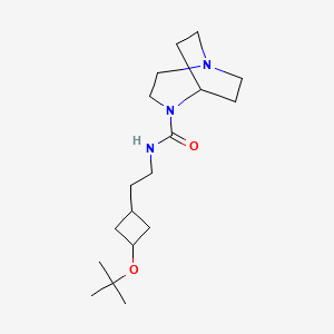 molecular formula C18H33N3O2 B6623352 N-[2-[3-[(2-methylpropan-2-yl)oxy]cyclobutyl]ethyl]-1,4-diazabicyclo[3.2.2]nonane-4-carboxamide 