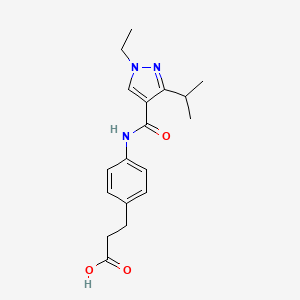 molecular formula C18H23N3O3 B6623370 3-[4-[(1-Ethyl-3-propan-2-ylpyrazole-4-carbonyl)amino]phenyl]propanoic acid 