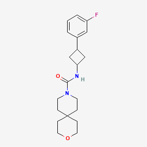 molecular formula C20H27FN2O2 B6623376 N-[3-(3-fluorophenyl)cyclobutyl]-3-oxa-9-azaspiro[5.5]undecane-9-carboxamide 