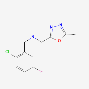 N-[(2-chloro-5-fluorophenyl)methyl]-2-methyl-N-[(5-methyl-1,3,4-oxadiazol-2-yl)methyl]propan-2-amine