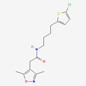 molecular formula C15H19ClN2O2S B6623385 N-[4-(5-chlorothiophen-2-yl)butyl]-2-(3,5-dimethyl-1,2-oxazol-4-yl)acetamide 