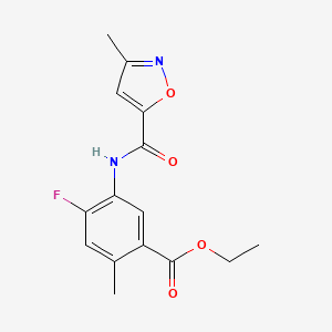 molecular formula C15H15FN2O4 B6623421 Ethyl 4-fluoro-2-methyl-5-[(3-methyl-1,2-oxazole-5-carbonyl)amino]benzoate 