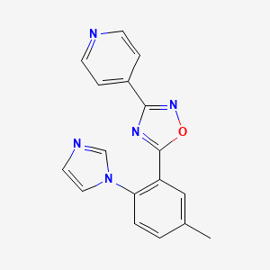 molecular formula C17H13N5O B6623430 5-(2-Imidazol-1-yl-5-methylphenyl)-3-pyridin-4-yl-1,2,4-oxadiazole 