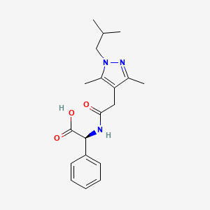 molecular formula C19H25N3O3 B6623483 (2S)-2-[[2-[3,5-dimethyl-1-(2-methylpropyl)pyrazol-4-yl]acetyl]amino]-2-phenylacetic acid 