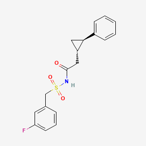 molecular formula C18H18FNO3S B6623499 N-[(3-fluorophenyl)methylsulfonyl]-2-[(1S,2R)-2-phenylcyclopropyl]acetamide 