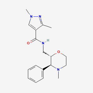 molecular formula C18H24N4O2 B6623542 1,3-dimethyl-N-[[(2S,3S)-4-methyl-3-phenylmorpholin-2-yl]methyl]pyrazole-4-carboxamide 