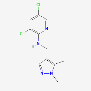 molecular formula C11H12Cl2N4 B6623551 3,5-dichloro-N-[(1,5-dimethylpyrazol-4-yl)methyl]pyridin-2-amine 