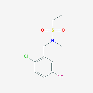 molecular formula C10H13ClFNO2S B6623557 N-[(2-chloro-5-fluorophenyl)methyl]-N-methylethanesulfonamide 