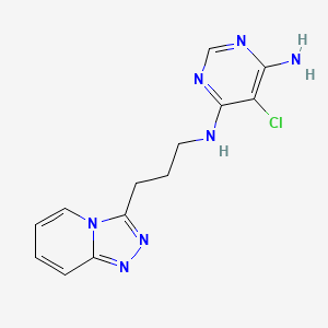 molecular formula C13H14ClN7 B6623563 5-chloro-4-N-[3-([1,2,4]triazolo[4,3-a]pyridin-3-yl)propyl]pyrimidine-4,6-diamine 