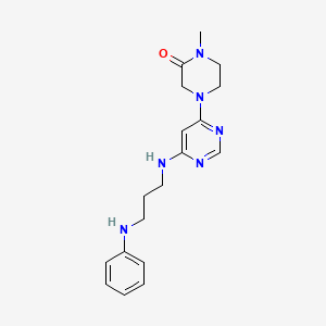 molecular formula C18H24N6O B6623585 4-[6-(3-Anilinopropylamino)pyrimidin-4-yl]-1-methylpiperazin-2-one 