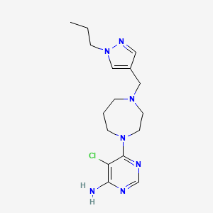 molecular formula C16H24ClN7 B6623612 5-Chloro-6-[4-[(1-propylpyrazol-4-yl)methyl]-1,4-diazepan-1-yl]pyrimidin-4-amine 