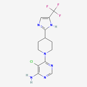 molecular formula C13H14ClF3N6 B6623649 5-chloro-6-[4-[5-(trifluoromethyl)-1H-imidazol-2-yl]piperidin-1-yl]pyrimidin-4-amine 