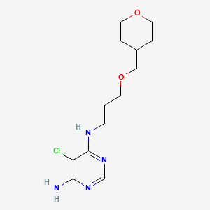 molecular formula C13H21ClN4O2 B6623658 5-chloro-4-N-[3-(oxan-4-ylmethoxy)propyl]pyrimidine-4,6-diamine 