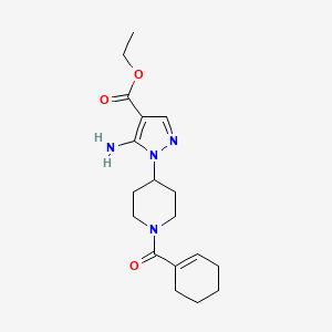 molecular formula C18H26N4O3 B6623661 Ethyl 5-amino-1-[1-(cyclohexene-1-carbonyl)piperidin-4-yl]pyrazole-4-carboxylate 