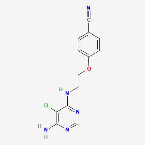 molecular formula C13H12ClN5O B6623668 4-[2-[(6-Amino-5-chloropyrimidin-4-yl)amino]ethoxy]benzonitrile 