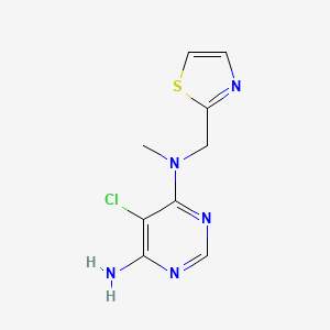 molecular formula C9H10ClN5S B6623673 5-chloro-4-N-methyl-4-N-(1,3-thiazol-2-ylmethyl)pyrimidine-4,6-diamine 