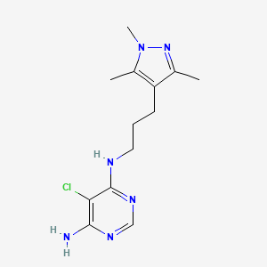 molecular formula C13H19ClN6 B6623729 5-chloro-4-N-[3-(1,3,5-trimethylpyrazol-4-yl)propyl]pyrimidine-4,6-diamine 