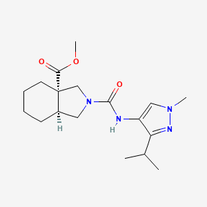 molecular formula C18H28N4O3 B6623734 methyl (3aS,7aS)-2-[(1-methyl-3-propan-2-ylpyrazol-4-yl)carbamoyl]-3,4,5,6,7,7a-hexahydro-1H-isoindole-3a-carboxylate 
