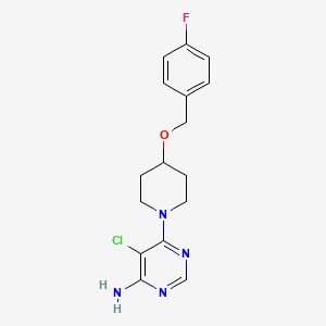 molecular formula C16H18ClFN4O B6623750 5-Chloro-6-[4-[(4-fluorophenyl)methoxy]piperidin-1-yl]pyrimidin-4-amine 