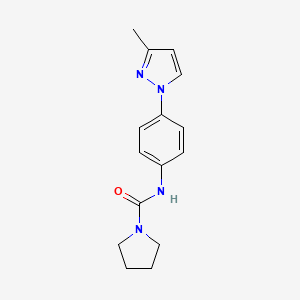 molecular formula C15H18N4O B6623783 N-[4-(3-methylpyrazol-1-yl)phenyl]pyrrolidine-1-carboxamide 