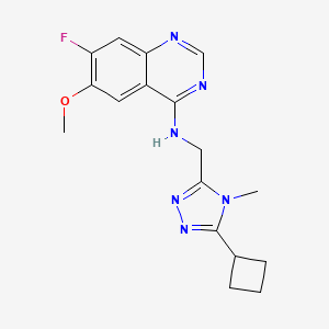 molecular formula C17H19FN6O B6623794 N-[(5-cyclobutyl-4-methyl-1,2,4-triazol-3-yl)methyl]-7-fluoro-6-methoxyquinazolin-4-amine 