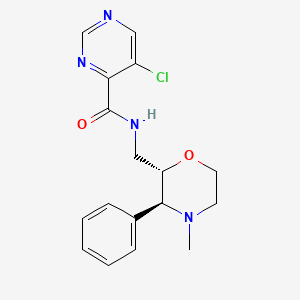 molecular formula C17H19ClN4O2 B6623801 5-chloro-N-[[(2S,3S)-4-methyl-3-phenylmorpholin-2-yl]methyl]pyrimidine-4-carboxamide 