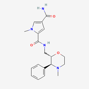 molecular formula C19H24N4O3 B6623806 1-methyl-2-N-[[(2S,3S)-4-methyl-3-phenylmorpholin-2-yl]methyl]pyrrole-2,4-dicarboxamide 