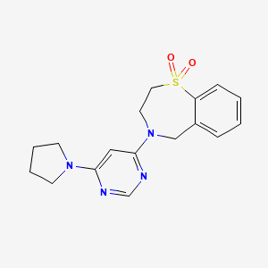 molecular formula C17H20N4O2S B6623822 4-(6-pyrrolidin-1-ylpyrimidin-4-yl)-3,5-dihydro-2H-1lambda6,4-benzothiazepine 1,1-dioxide 