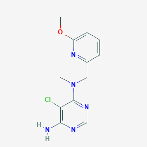molecular formula C12H14ClN5O B6623826 5-chloro-4-N-[(6-methoxypyridin-2-yl)methyl]-4-N-methylpyrimidine-4,6-diamine 