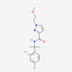 molecular formula C16H19ClFN3O2 B6623837 N-[2-(2-chloro-4-fluorophenyl)propan-2-yl]-1-(2-methoxyethyl)pyrazole-3-carboxamide 
