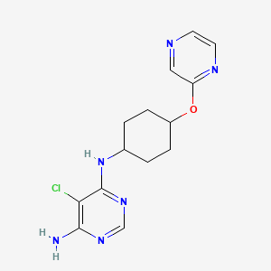 molecular formula C14H17ClN6O B6623843 5-chloro-4-N-(4-pyrazin-2-yloxycyclohexyl)pyrimidine-4,6-diamine 