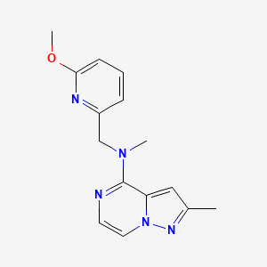 molecular formula C15H17N5O B6623845 N-[(6-methoxypyridin-2-yl)methyl]-N,2-dimethylpyrazolo[1,5-a]pyrazin-4-amine 