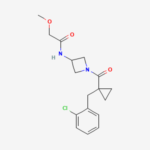 molecular formula C17H21ClN2O3 B6623906 N-[1-[1-[(2-chlorophenyl)methyl]cyclopropanecarbonyl]azetidin-3-yl]-2-methoxyacetamide 