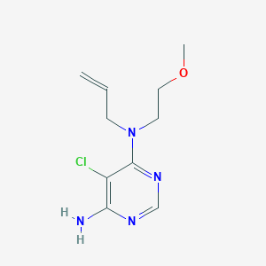 molecular formula C10H15ClN4O B6623937 5-chloro-4-N-(2-methoxyethyl)-4-N-prop-2-enylpyrimidine-4,6-diamine 