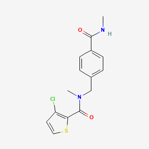 molecular formula C15H15ClN2O2S B6623946 3-chloro-N-methyl-N-[[4-(methylcarbamoyl)phenyl]methyl]thiophene-2-carboxamide 