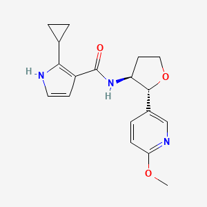 molecular formula C18H21N3O3 B6623970 2-cyclopropyl-N-[(2R,3S)-2-(6-methoxypyridin-3-yl)oxolan-3-yl]-1H-pyrrole-3-carboxamide 