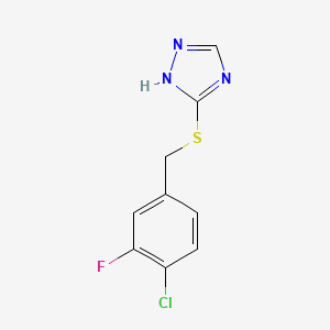 molecular formula C9H7ClFN3S B6623997 5-[(4-chloro-3-fluorophenyl)methylsulfanyl]-1H-1,2,4-triazole 